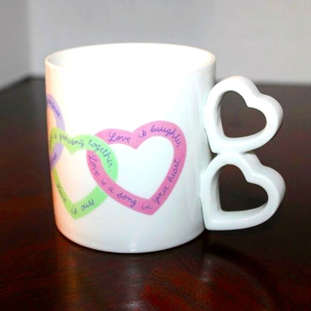 Vintage Avon “Love Is...” Heart Handle Mug | Romantic Pastel Coffee Cup | Mother